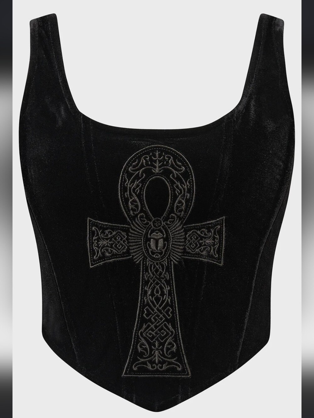 Killstar Black Velvet Gothic Cross Corset Top